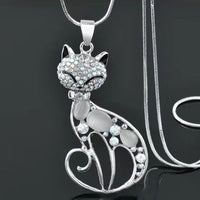 Fashionable and Cute Crystal Pendant Fox Cat Necklace