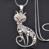 Fashionable and Cute Crystal Pendant Fox Cat Necklace