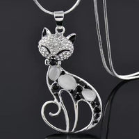 Fashionable and Cute Crystal Pendant Fox Cat Necklace